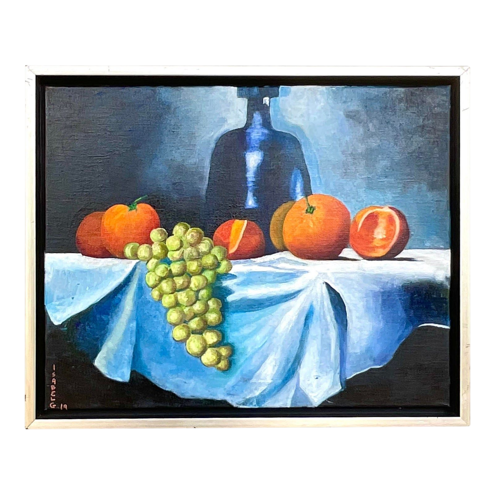 Vintage Boho Signed Original Oil Painting, Still Life on Canvas