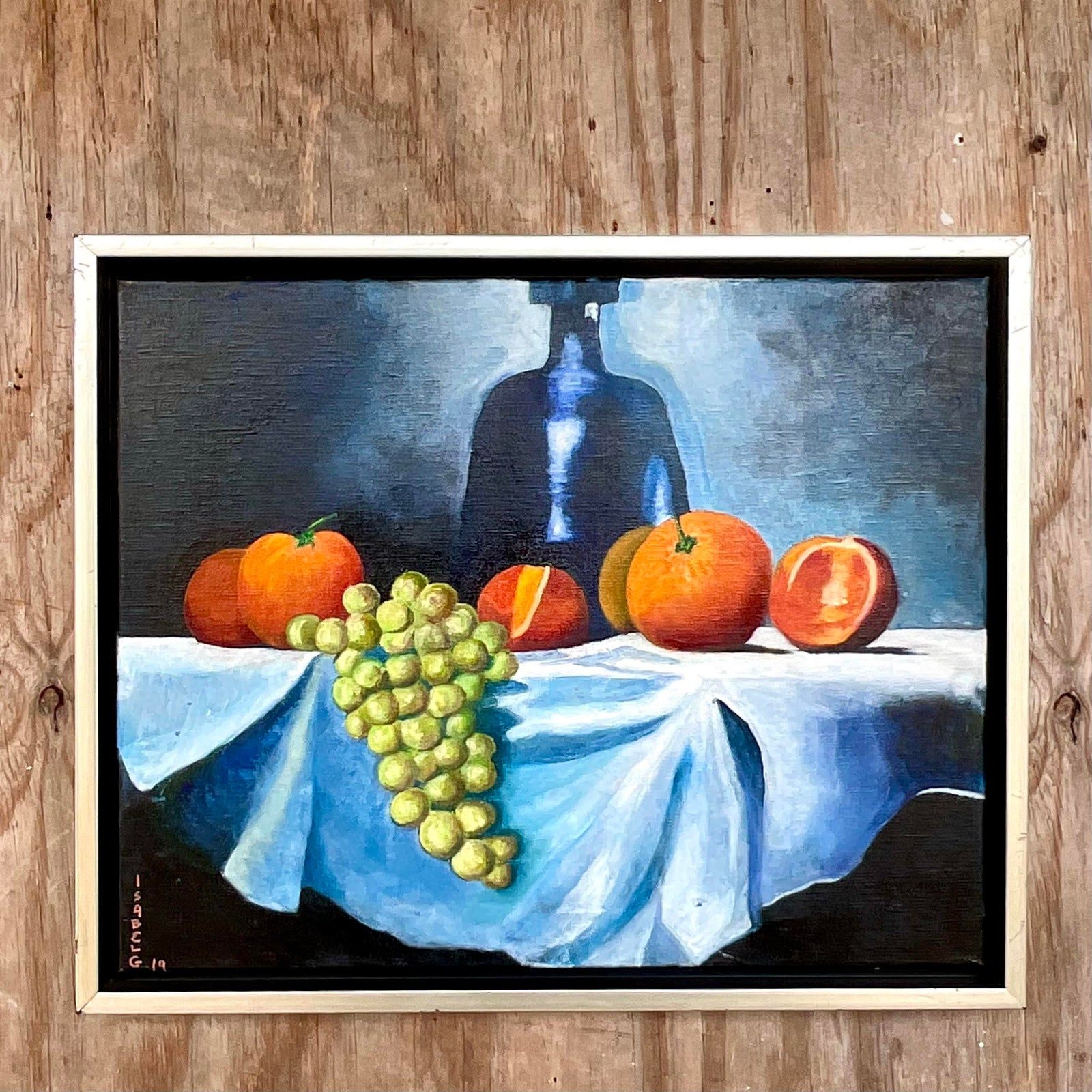 Vintage Boho Signed Original Oil Painting, Still Life on Canvas - Back view
