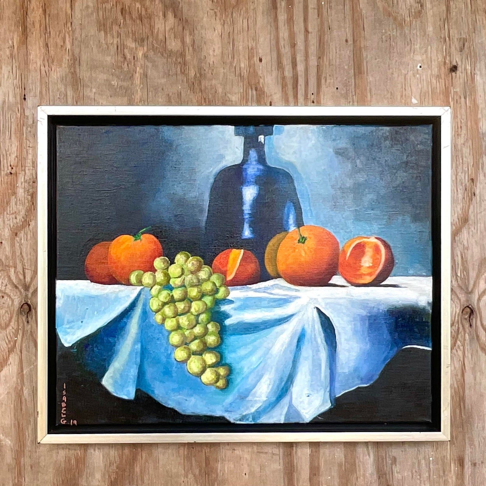 Vintage Boho Signed Original Oil Painting, Still Life on Canvas - Top view