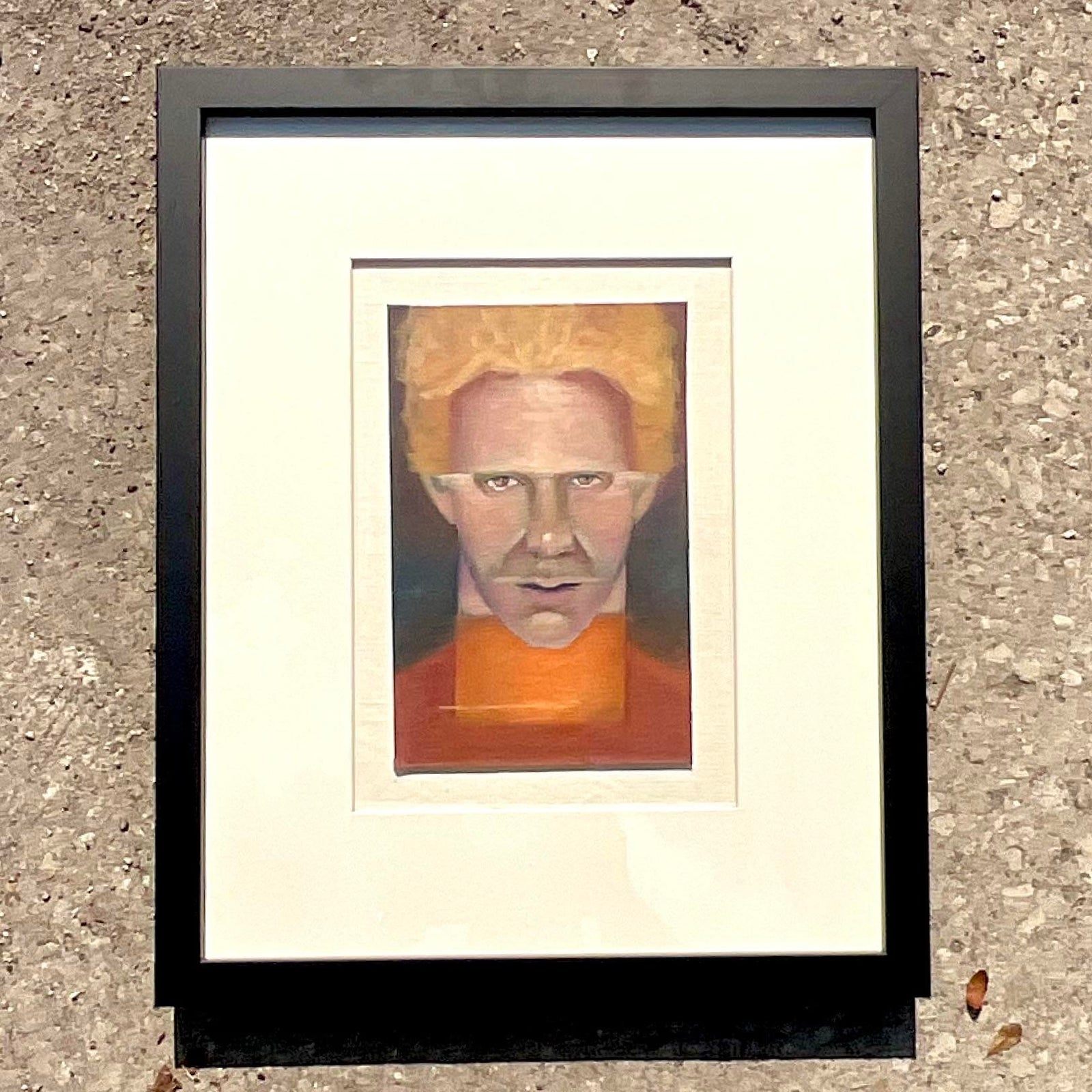 Vintage Boho Signed Original Oil Portrait on Board - Back view