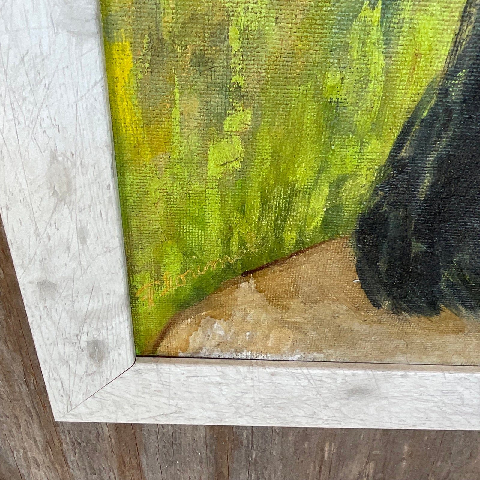Vintage Boho Signed Original Oil Portrait on Canvas - Top view
