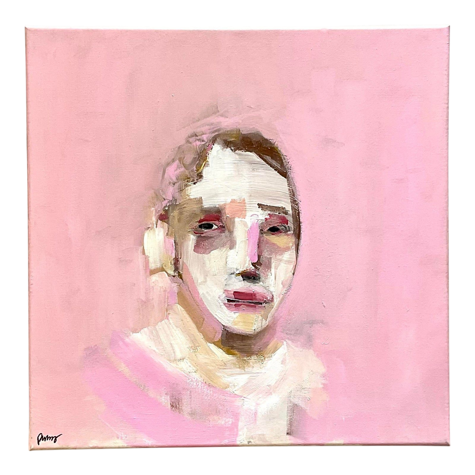 Vintage Boho Signed Original Oil Portrait on Canvas