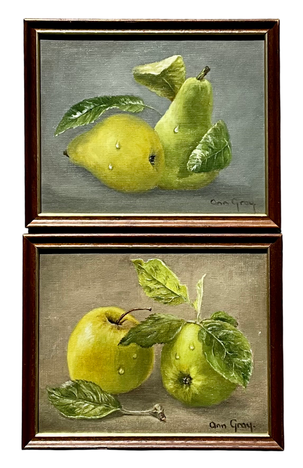 Vintage Boho Signed Original Still Life Oil on Canvas- a Pair - Detail view