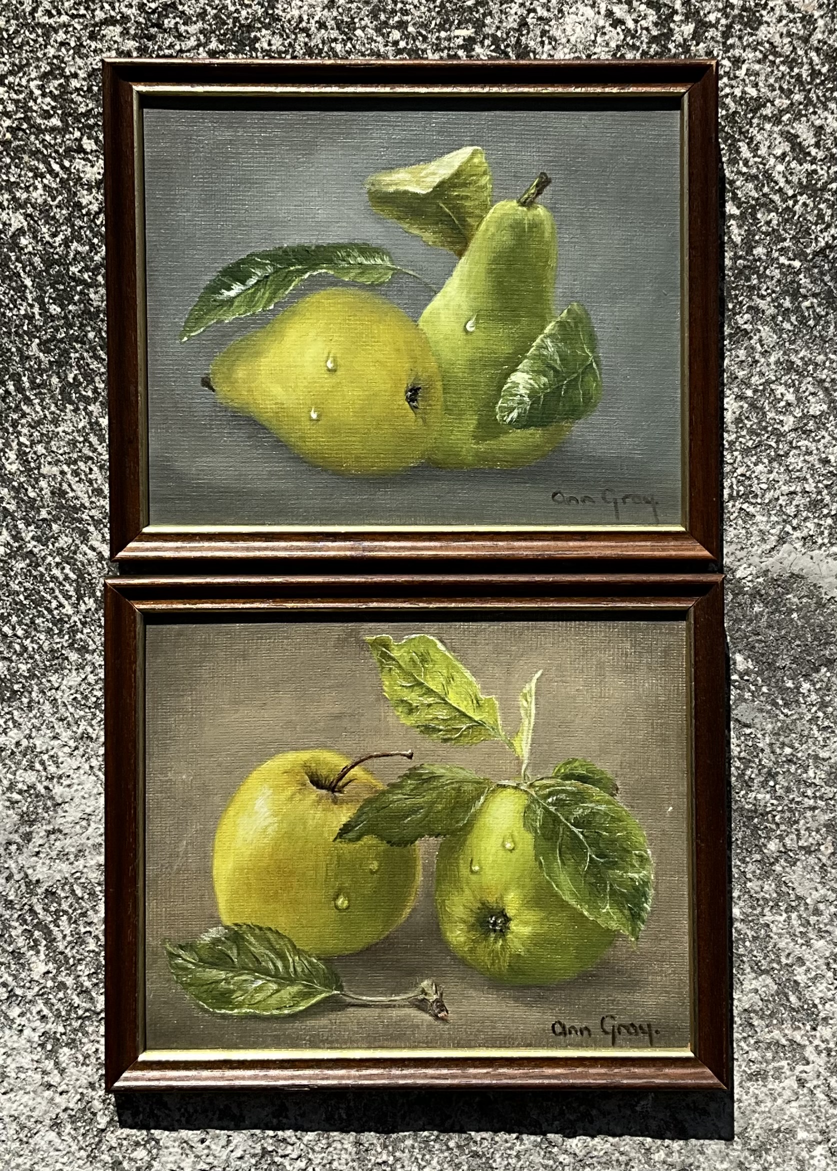 Vintage Boho Signed Original Still Life Oil on Canvas- a Pair - Side view