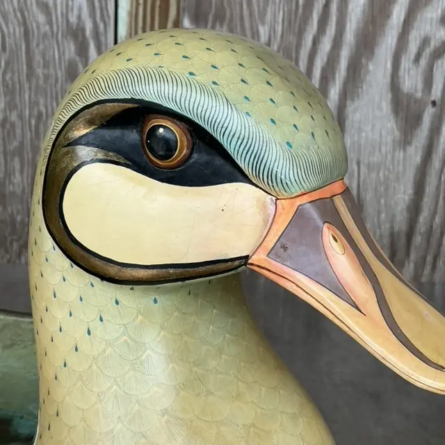 Vintage Boho Signed Sergio Bustamante Duck Planter - Back view