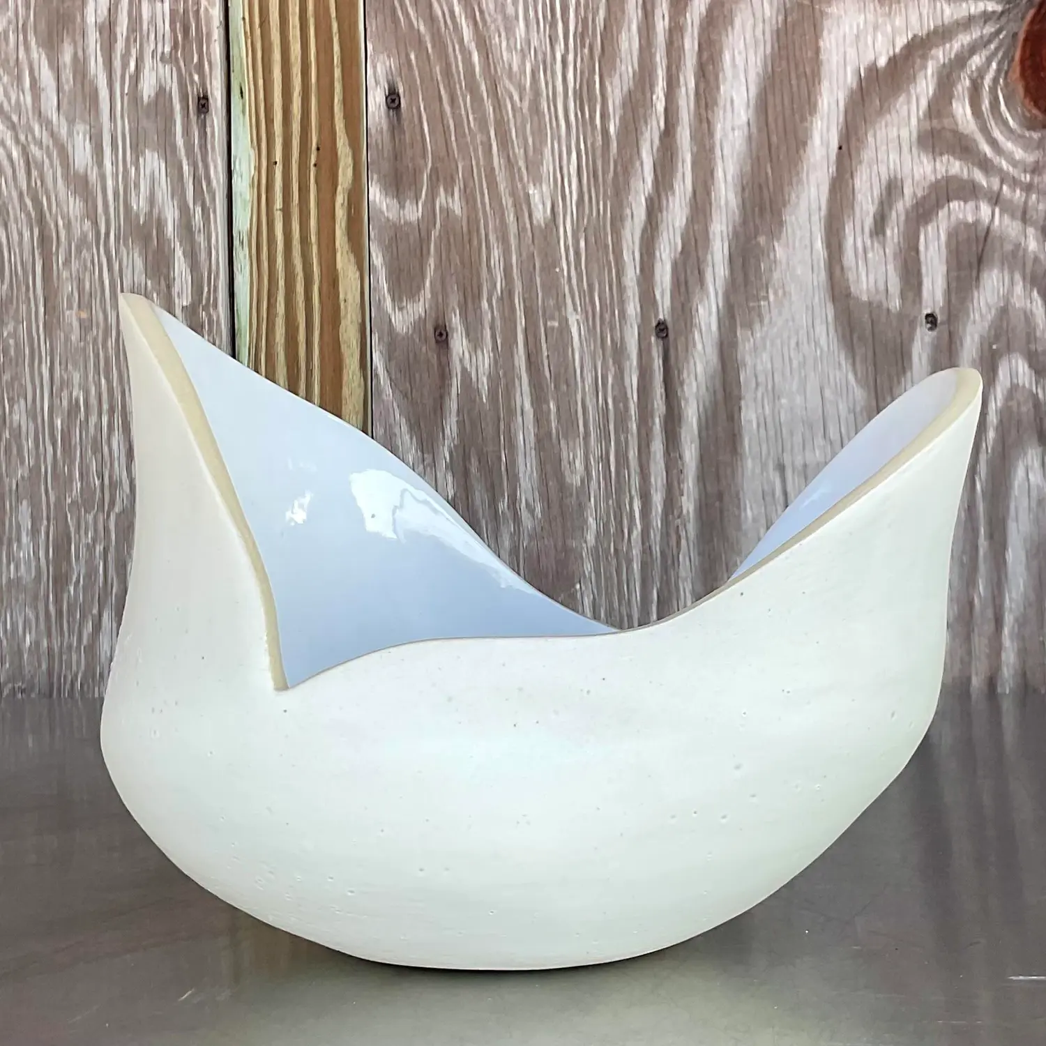 Vintage Boho Signed Slab Built Biomorphic Bowl - Side view
