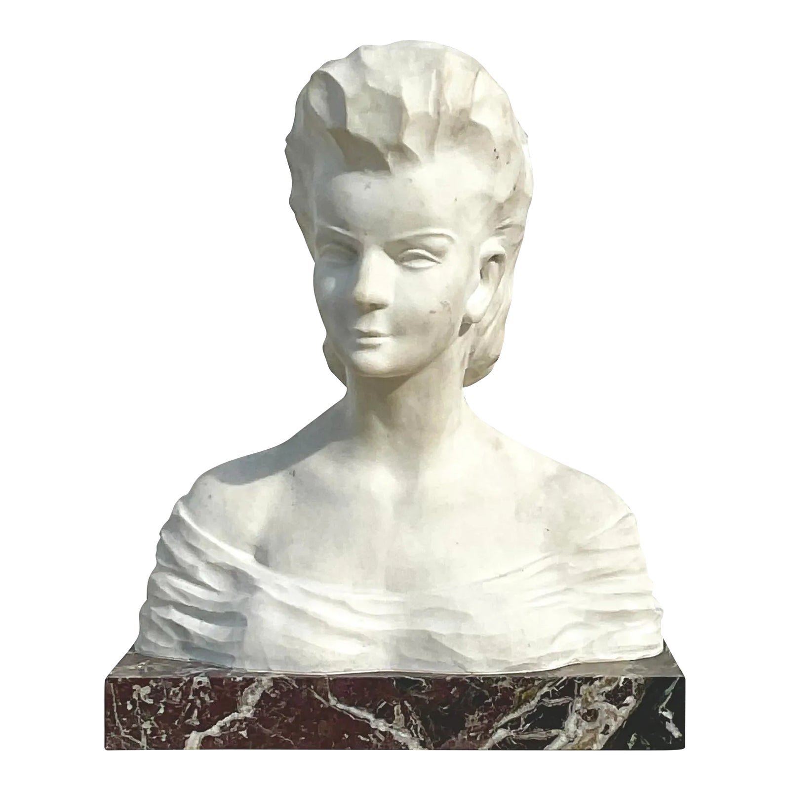 Vintage Boho Signed Stone Bust of Female