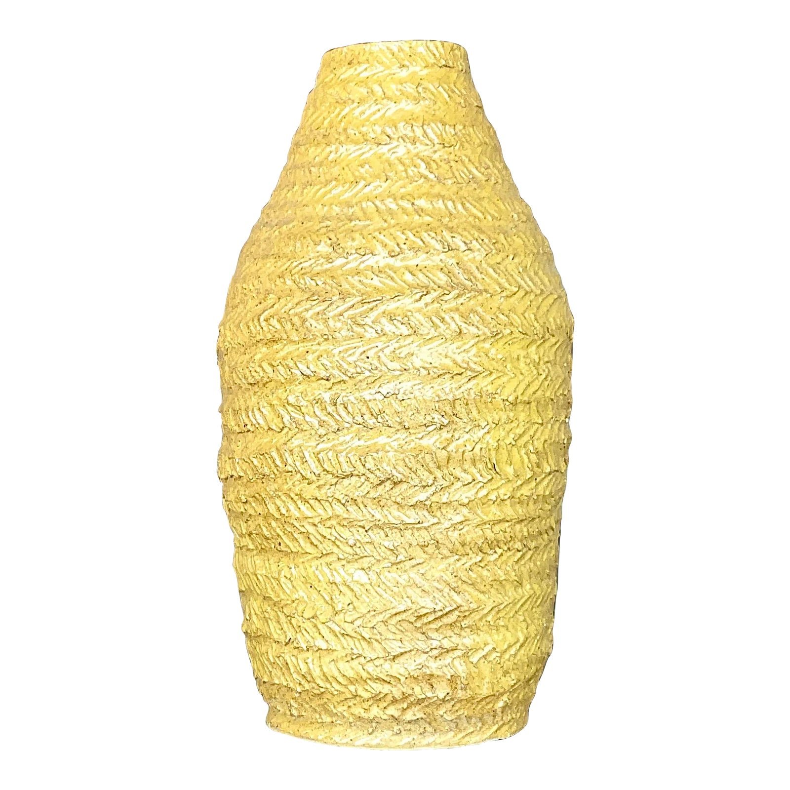 Vintage Boho Signed Studio Pottery Mustard Vase