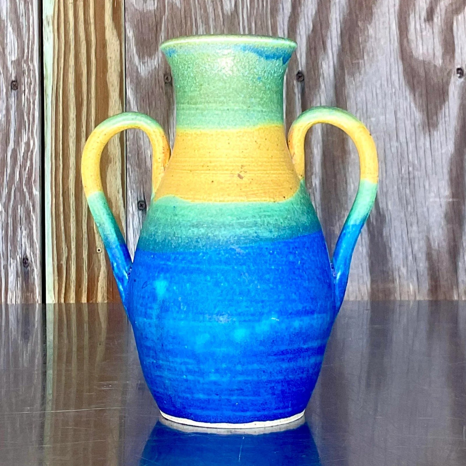 Vintage Boho Signed Studio Pottery Vase - Detail view