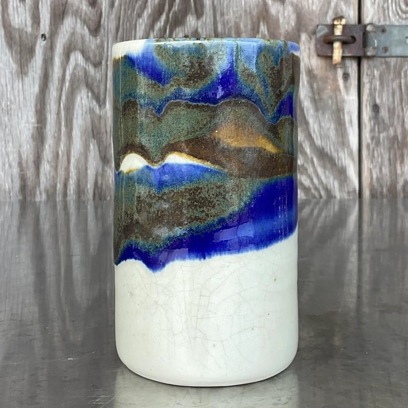 Vintage Boho Signed Studio Pottery Vase - Detail view
