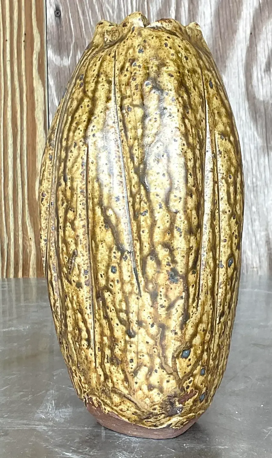 Vintage Boho Signed Studio Pottery Vase - Detail view