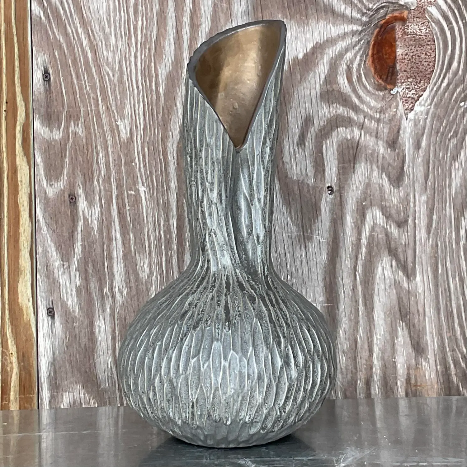Vintage Boho Signed Studio Pottery Vase - Side view