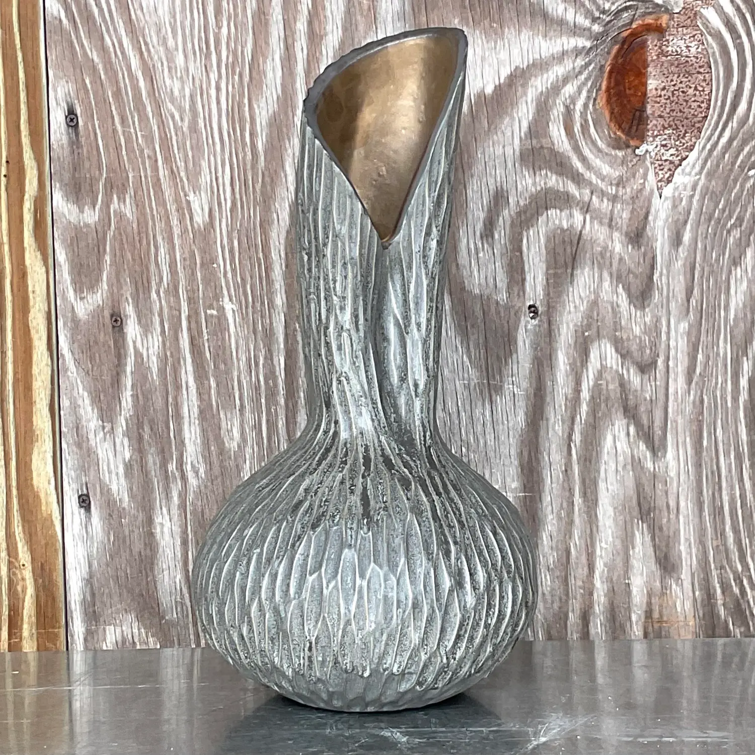 Vintage Boho Signed Studio Pottery Vase - Back view