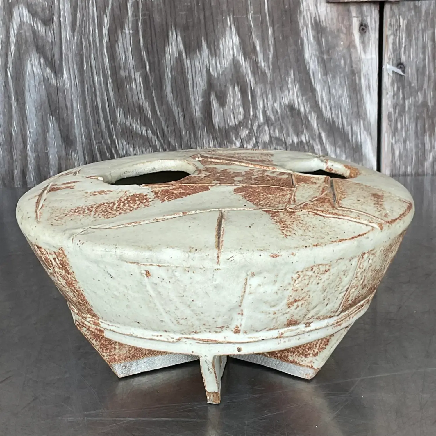 Vintage Boho Signed Studio Pottery Vase - Side view
