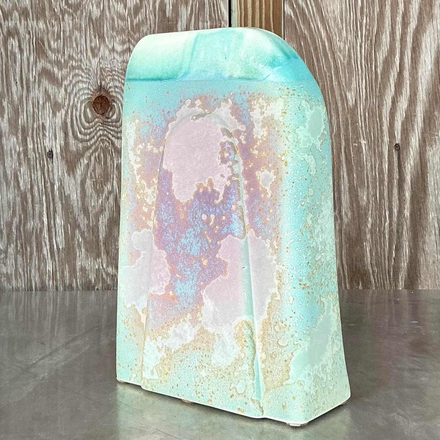 Vintage Boho Signed Tony Evans Vase - Top view