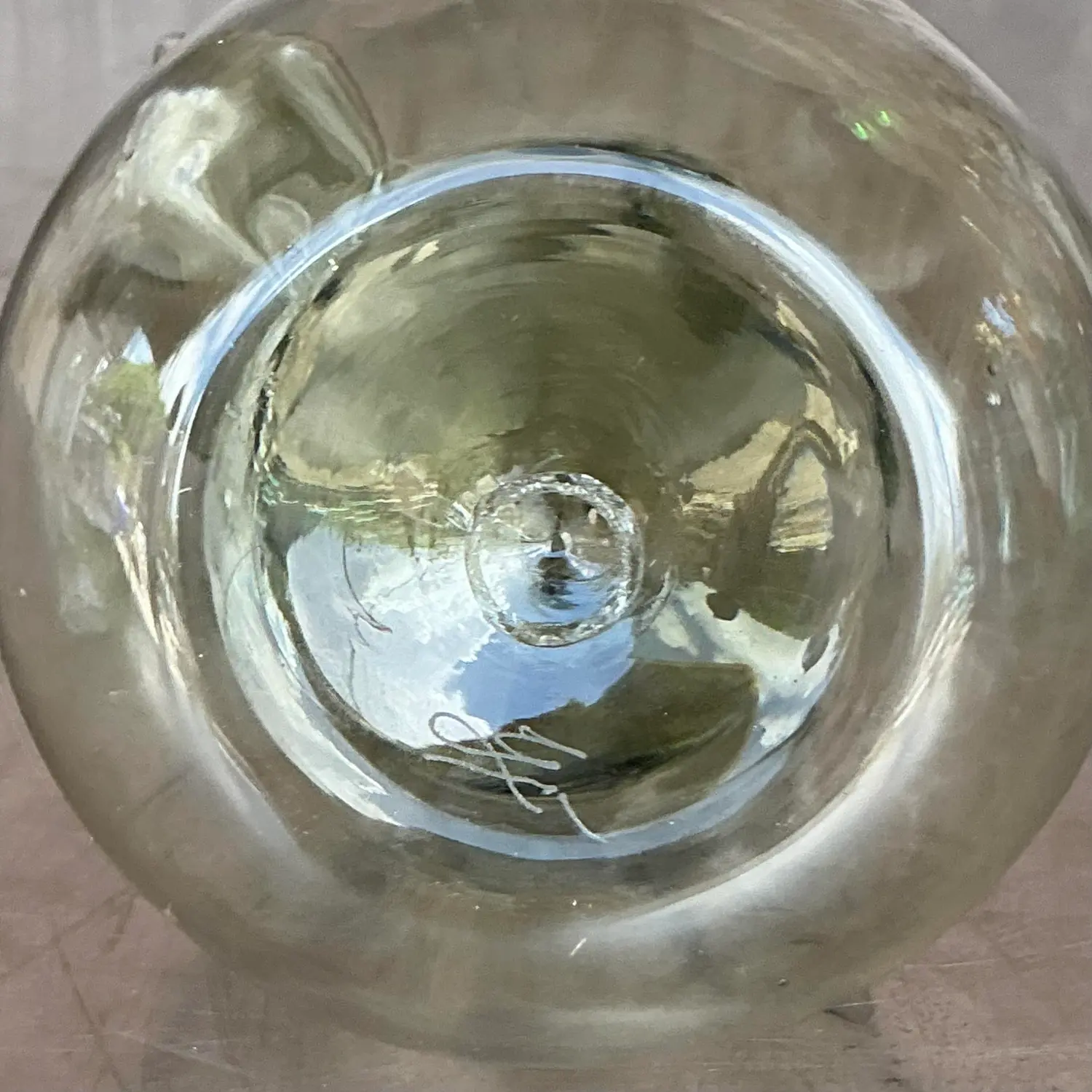 Vintage Boho Signed Twisted Neck Blown Glass Vase - Top view