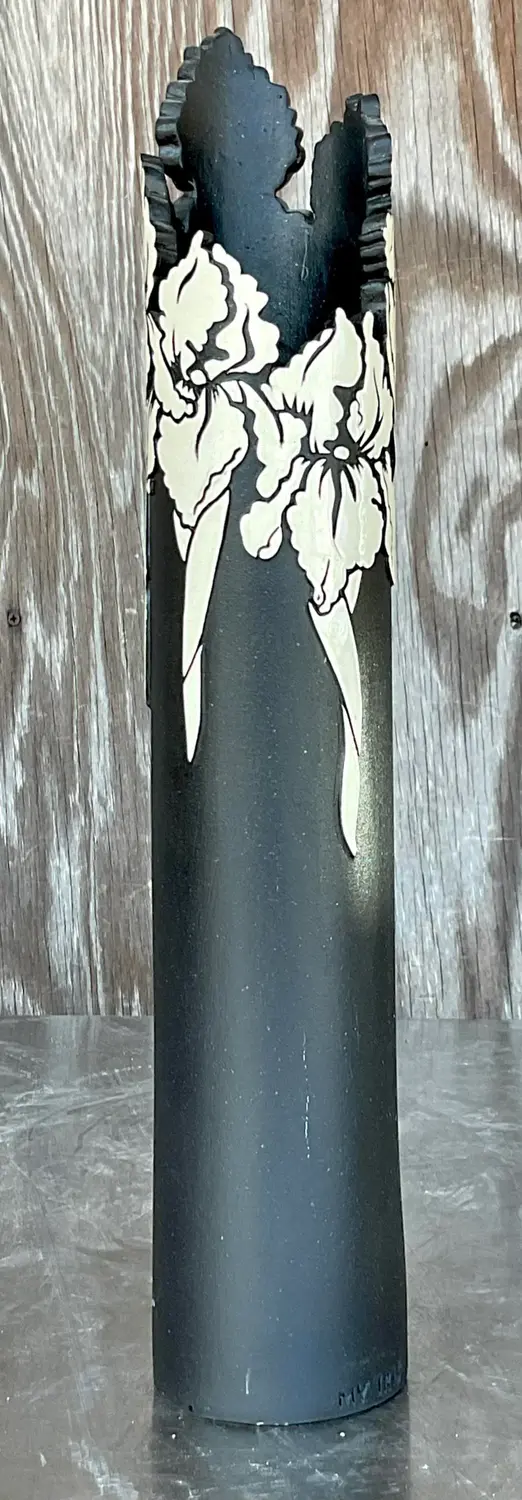 Vintage Boho Slab Built Studio Pottery Vase - Detail view