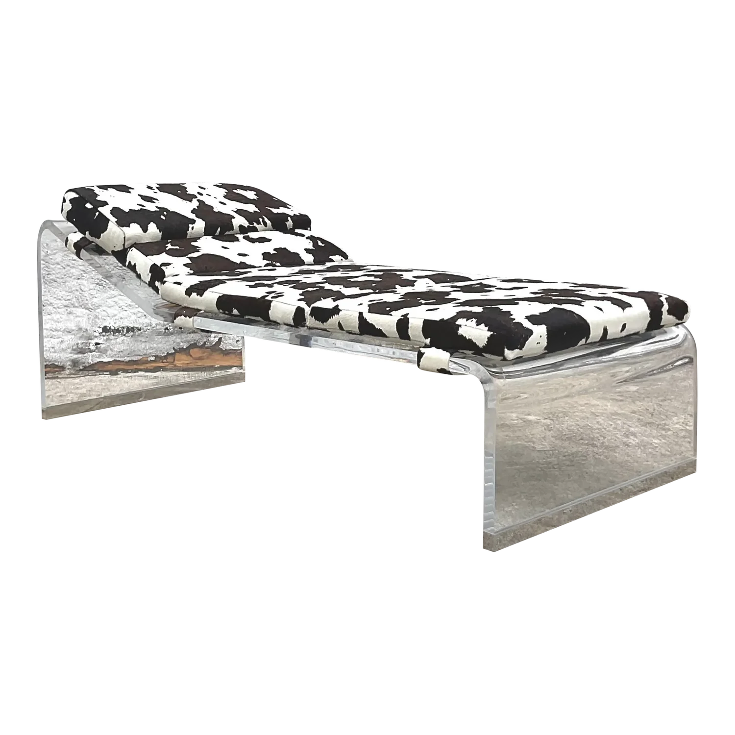 Vintage Boho Slab Lucite Chaise Lounge