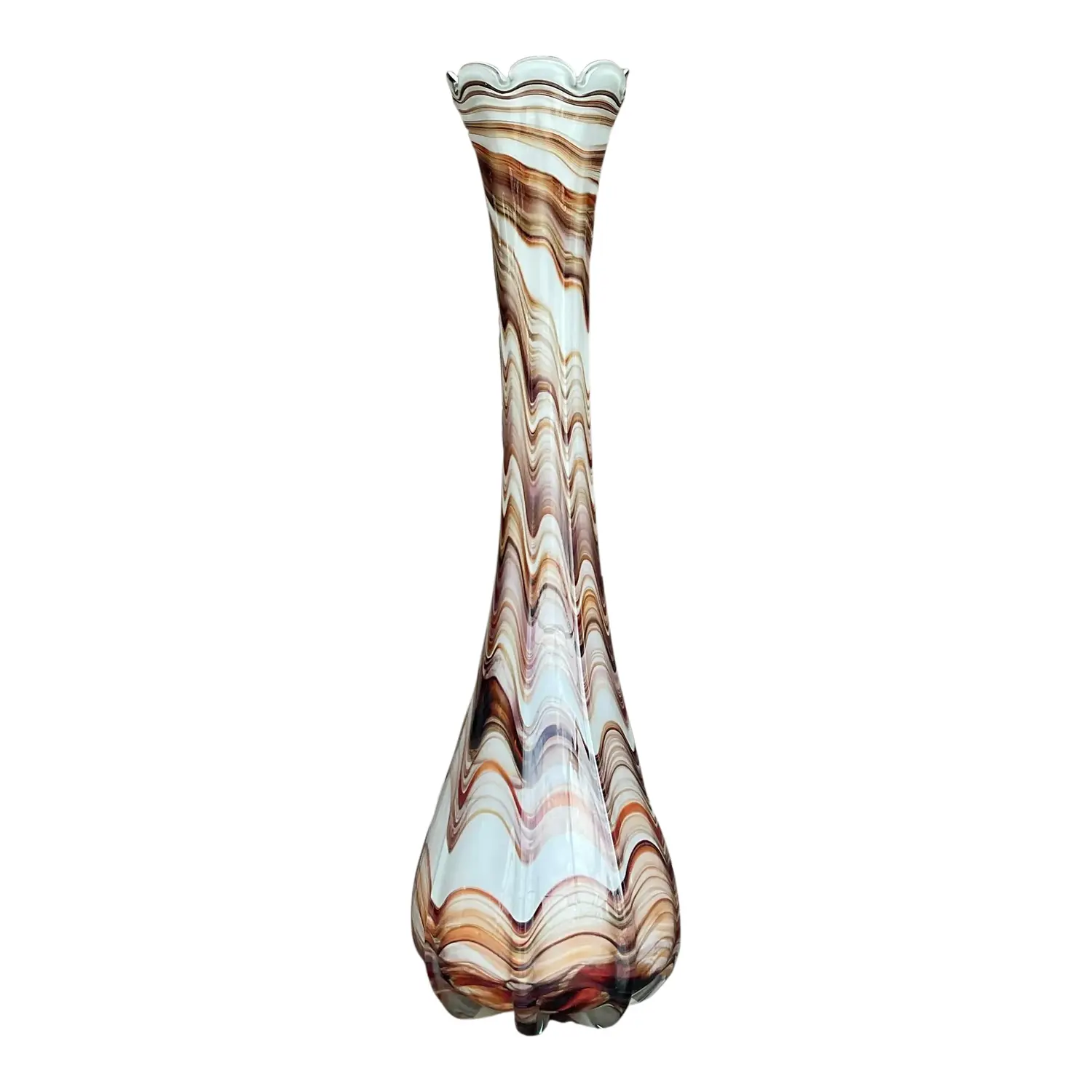 Vintage Boho Slag Glass Swirl Vase