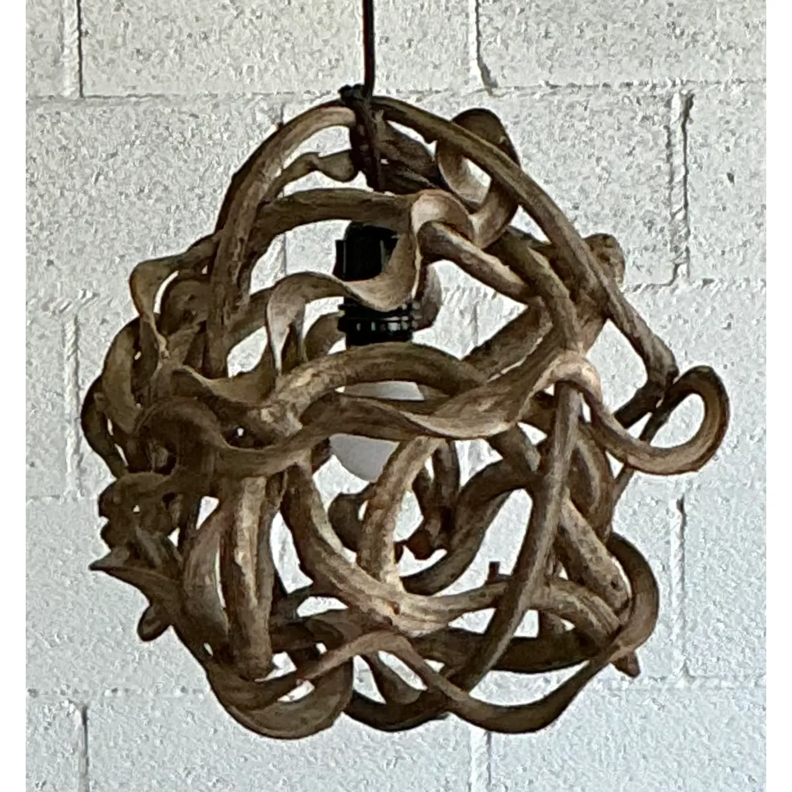 Vintage Boho Small Root Ball Lamp - Side view