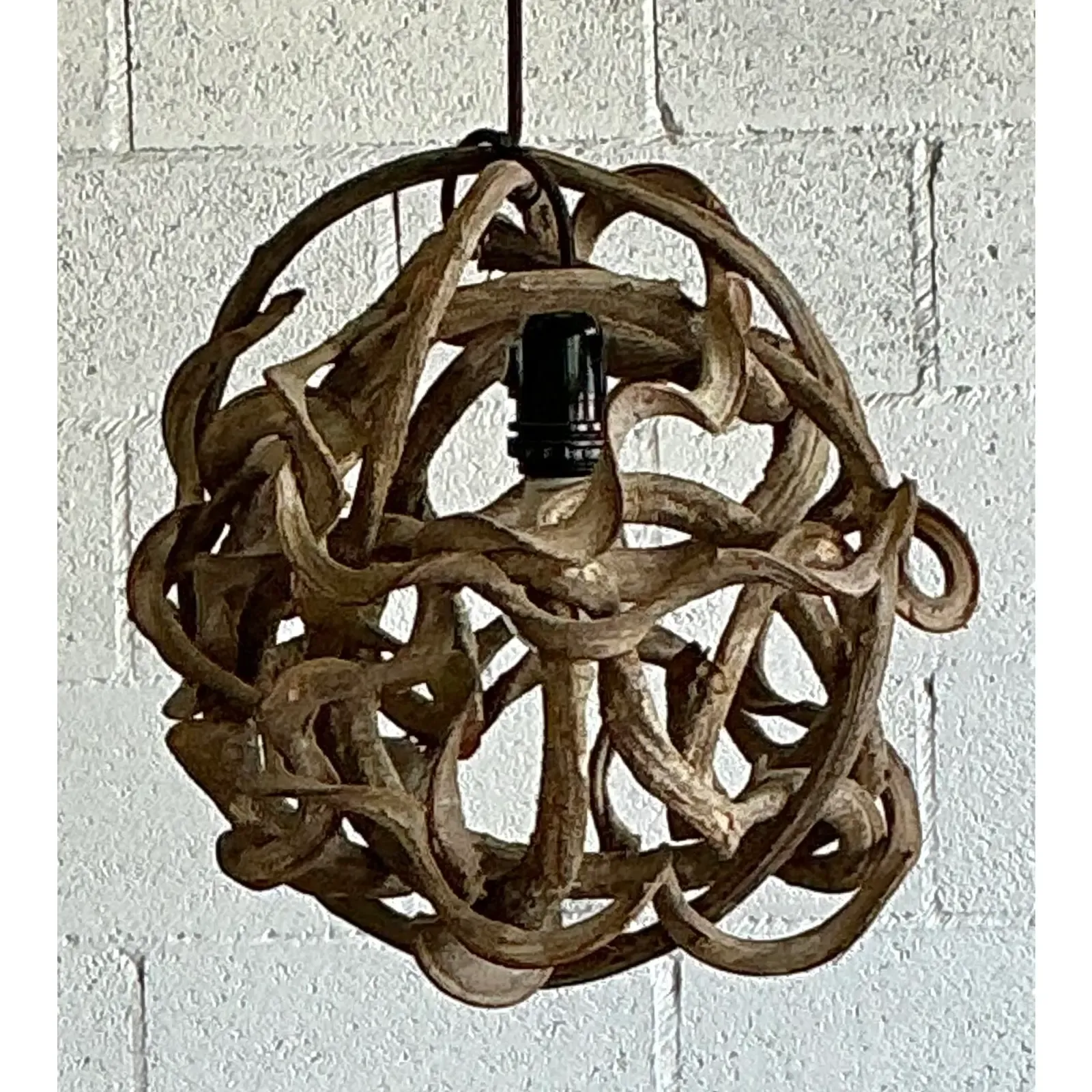 Vintage Boho Small Root Ball Lamp - Back view