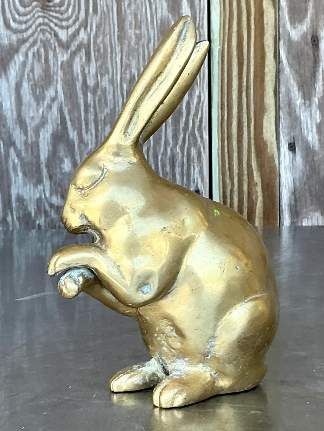 Vintage Boho Solid Brass Bunny - Detail view