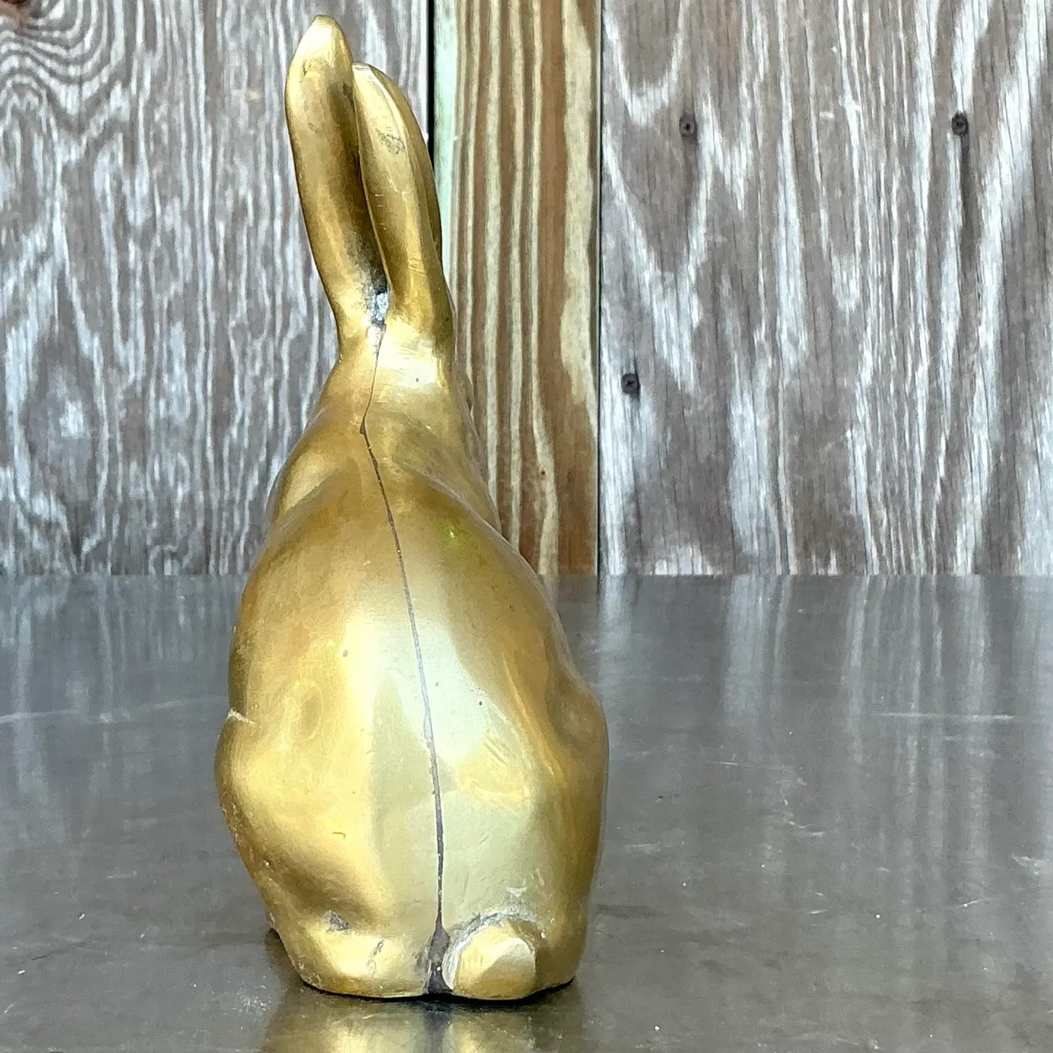 Vintage Boho Solid Brass Bunny - Top view