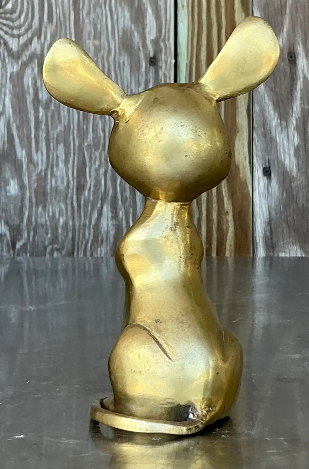 Vintage Boho Solid Brass Mouse - Detail view
