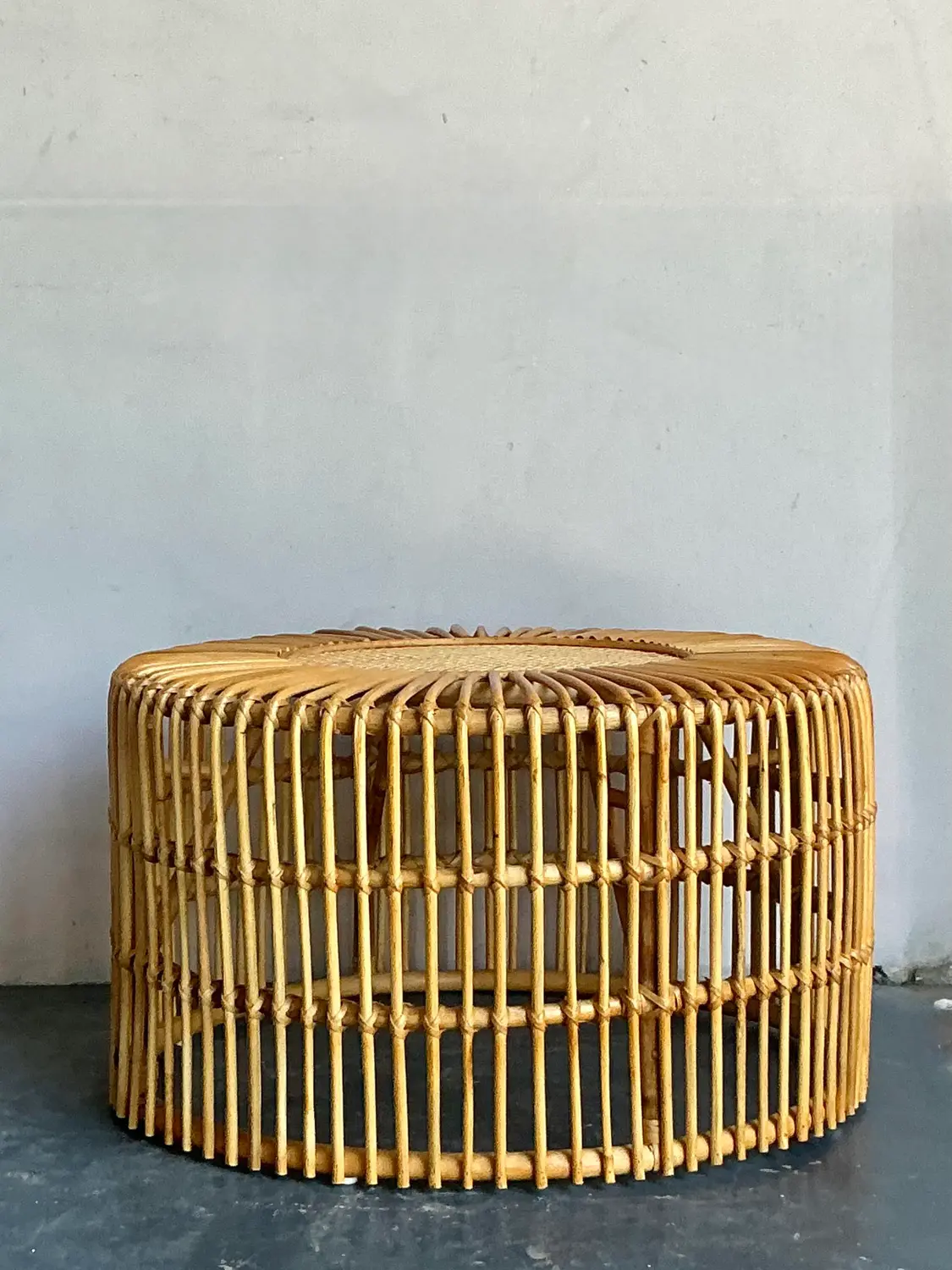 Vintage Boho Spike Rattan Coffee Table - Detail view