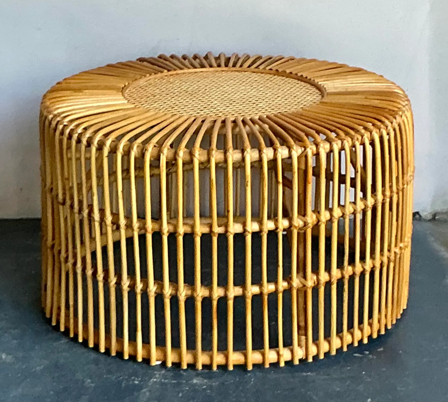 Vintage Boho Spike Rattan Coffee Table - Side view