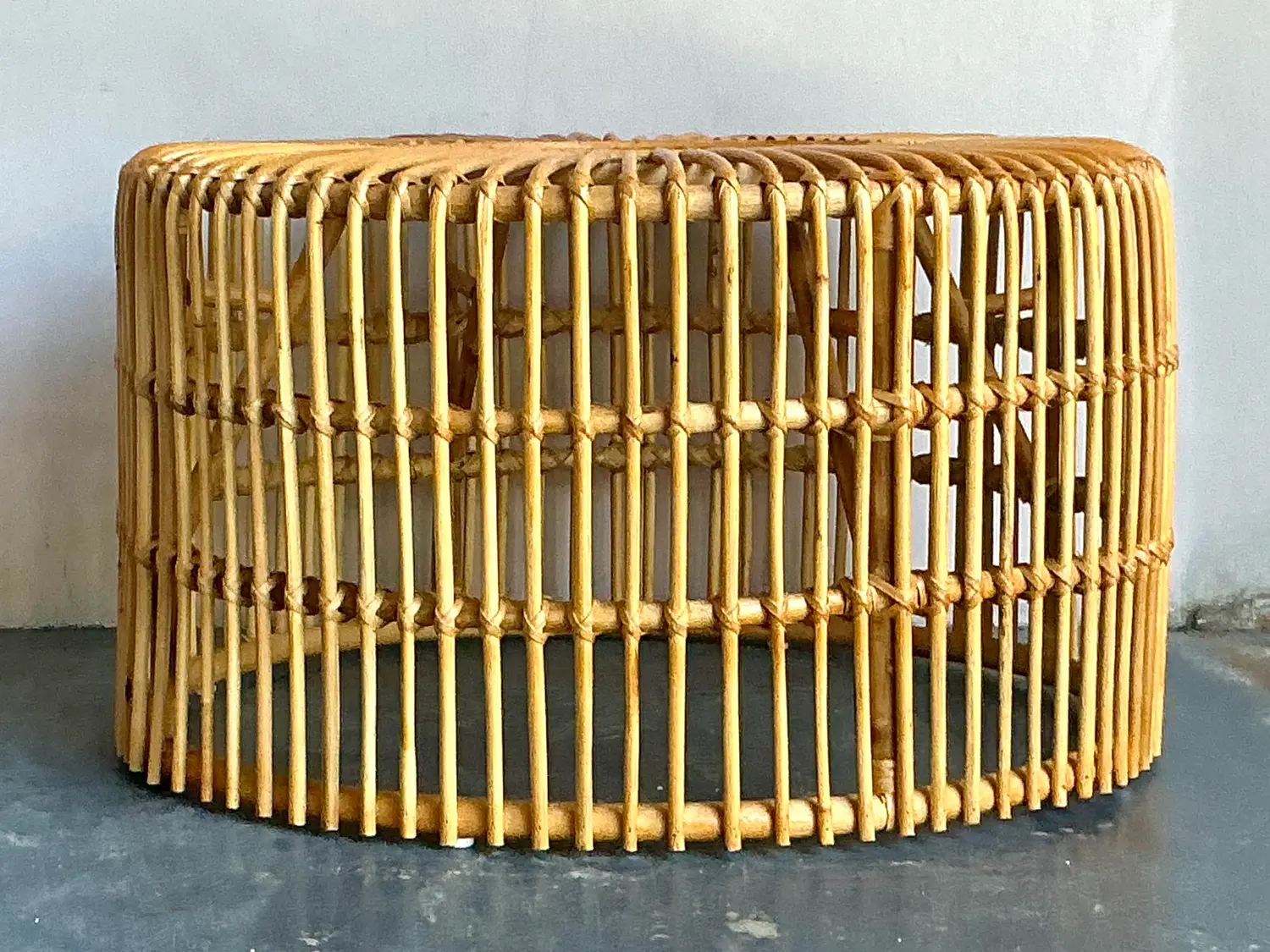 Vintage Boho Spike Rattan Coffee Table - Back view