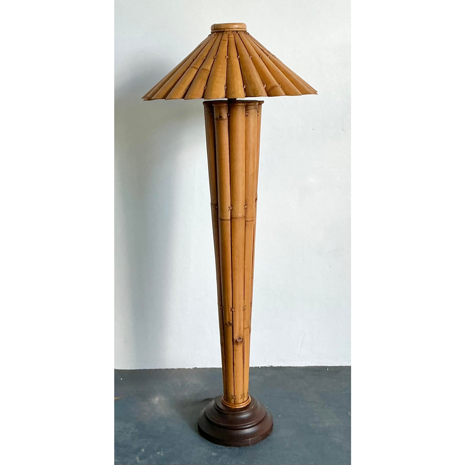 Vintage Boho Split Bamboo Floor Lamp - Side view