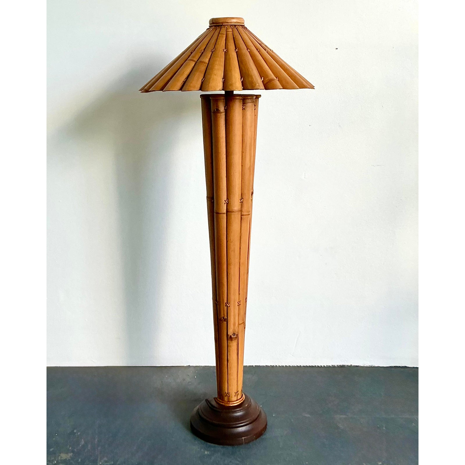Vintage Boho Split Bamboo Floor Lamp - Top view