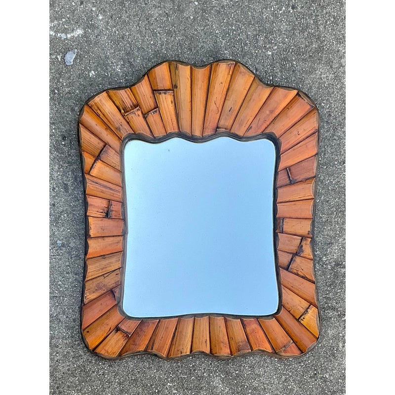 Vintage Boho Split Bamboo Mirror - Top view