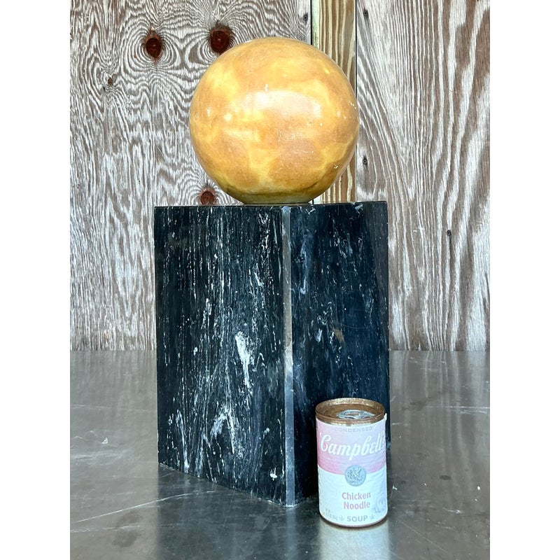 Vintage Boho Stacked Marble Geometric Sphere Sculpture - Top view