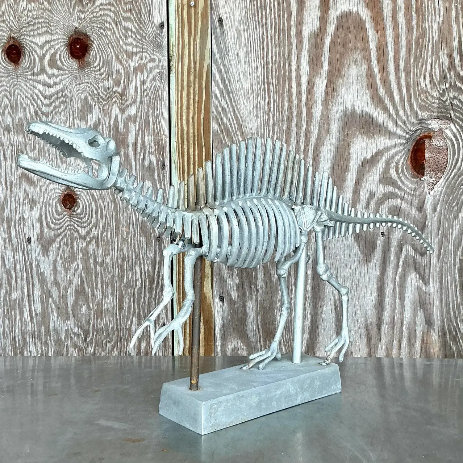 Vintage Boho Steel Dinosaur Model - Back view