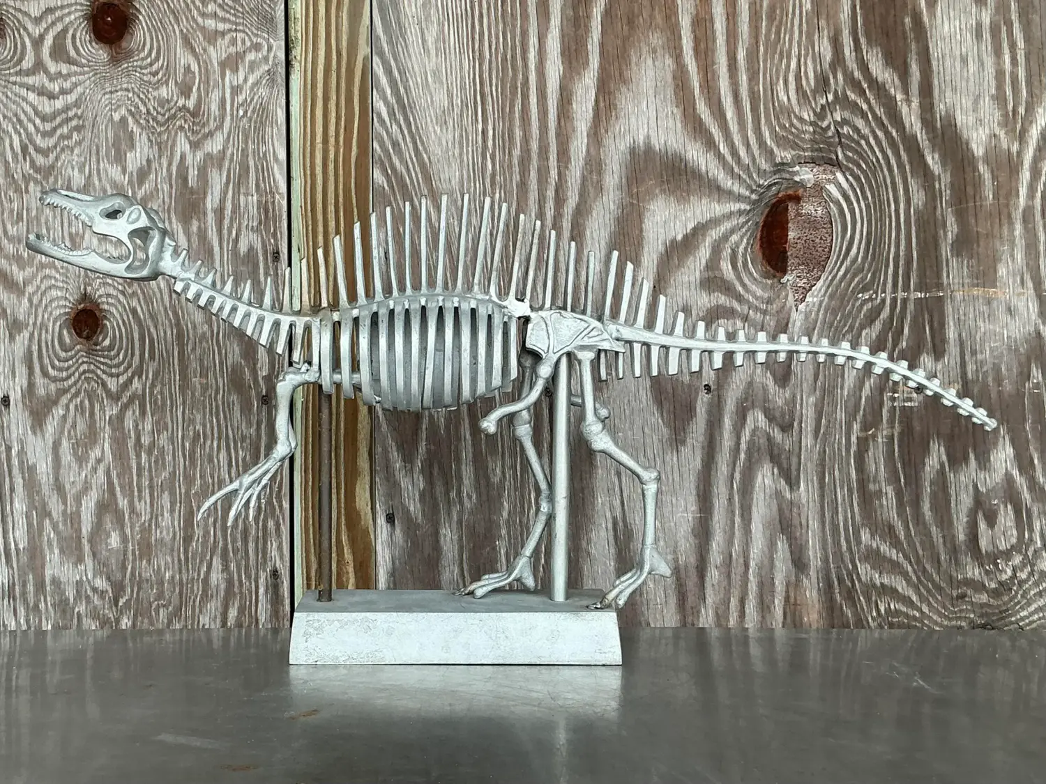 Vintage Boho Steel Dinosaur Model - Top view