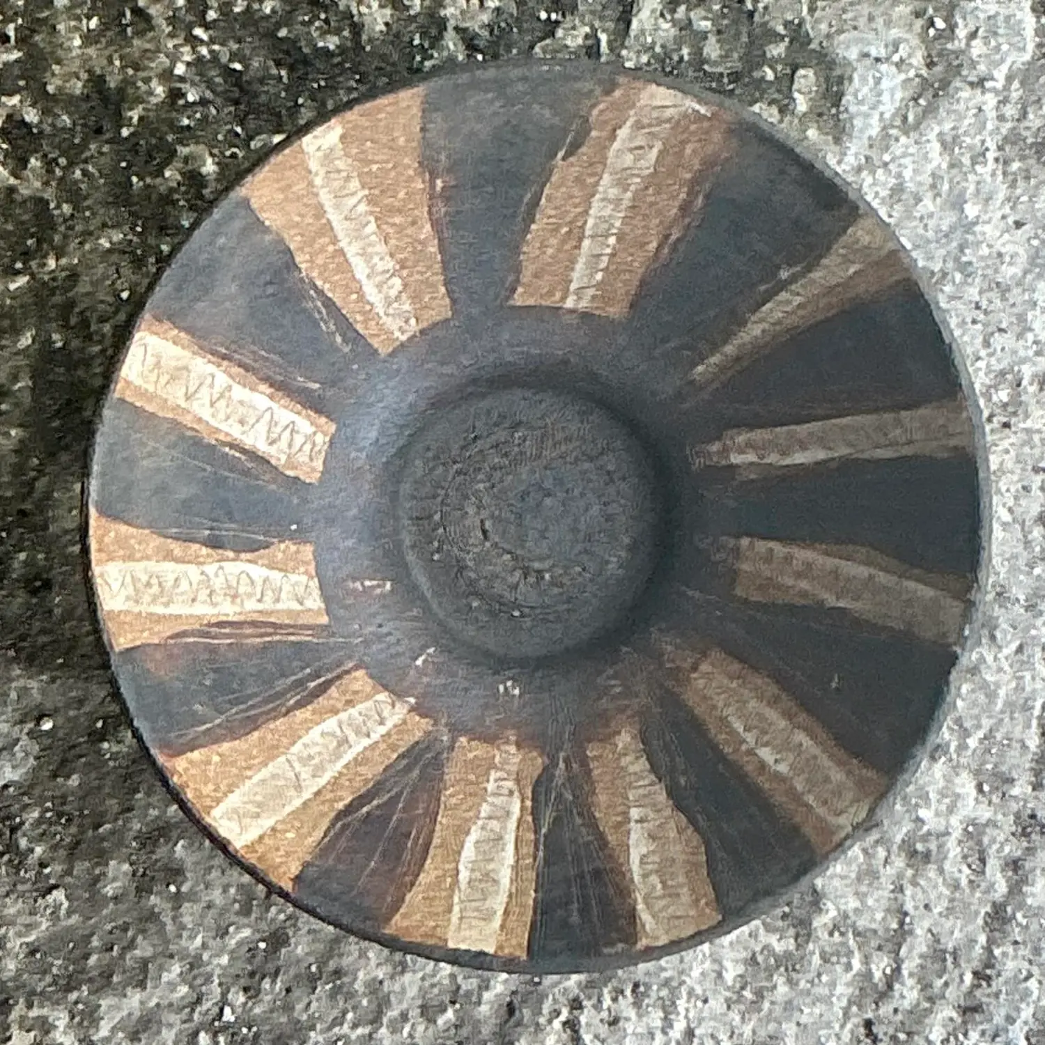 Vintage Boho Striped Studio Pottery Bowl - Side view