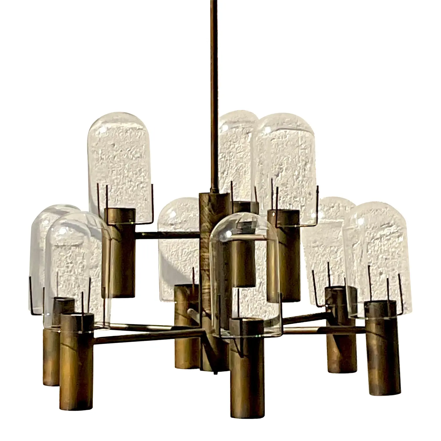 Vintage Boho Stuart Barnes for Robert Long Burnished Brass Chandelier