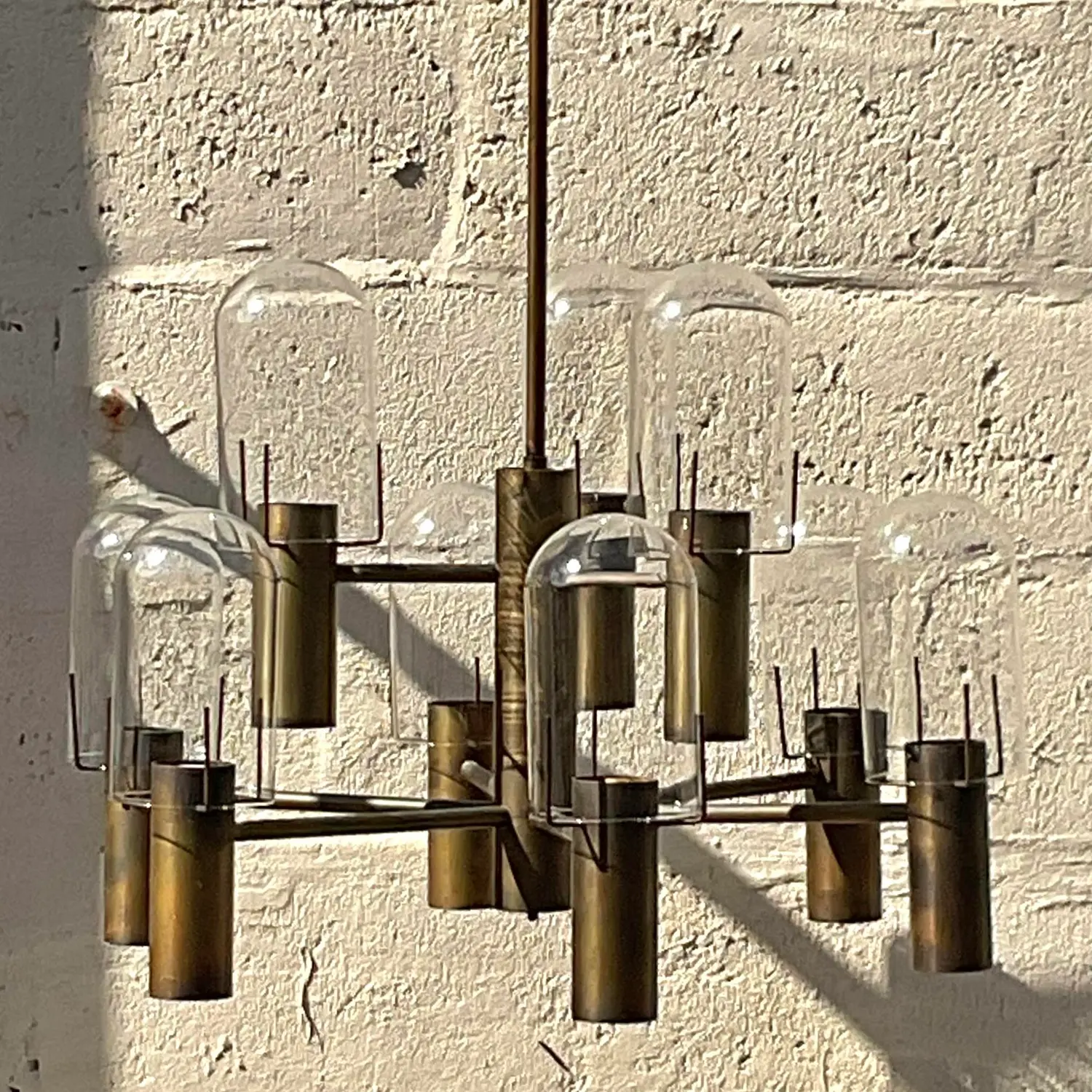 Vintage Boho Stuart Barnes for Robert Long Burnished Brass Chandelier - Side view