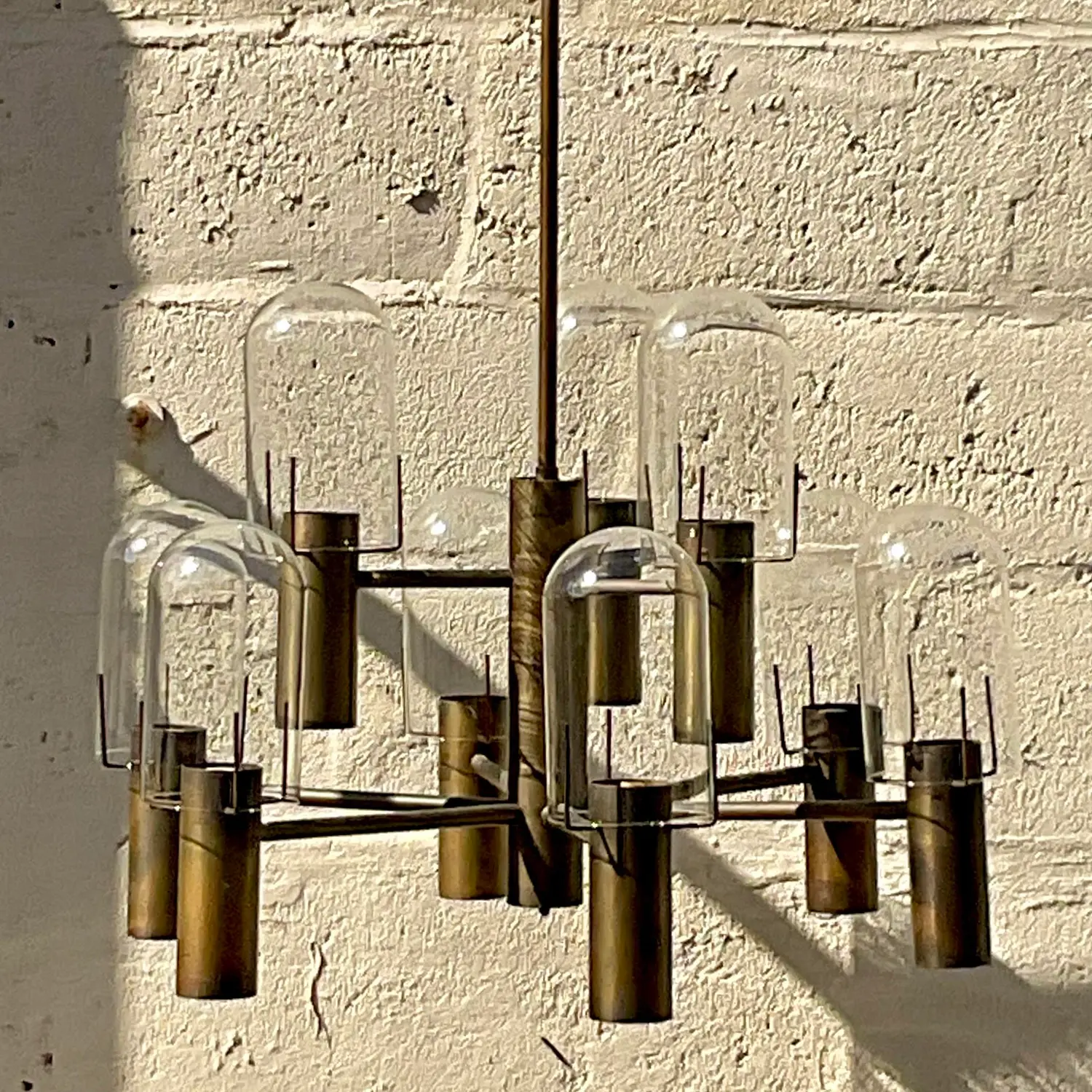 Vintage Boho Stuart Barnes for Robert Long Burnished Brass Chandelier - Back view
