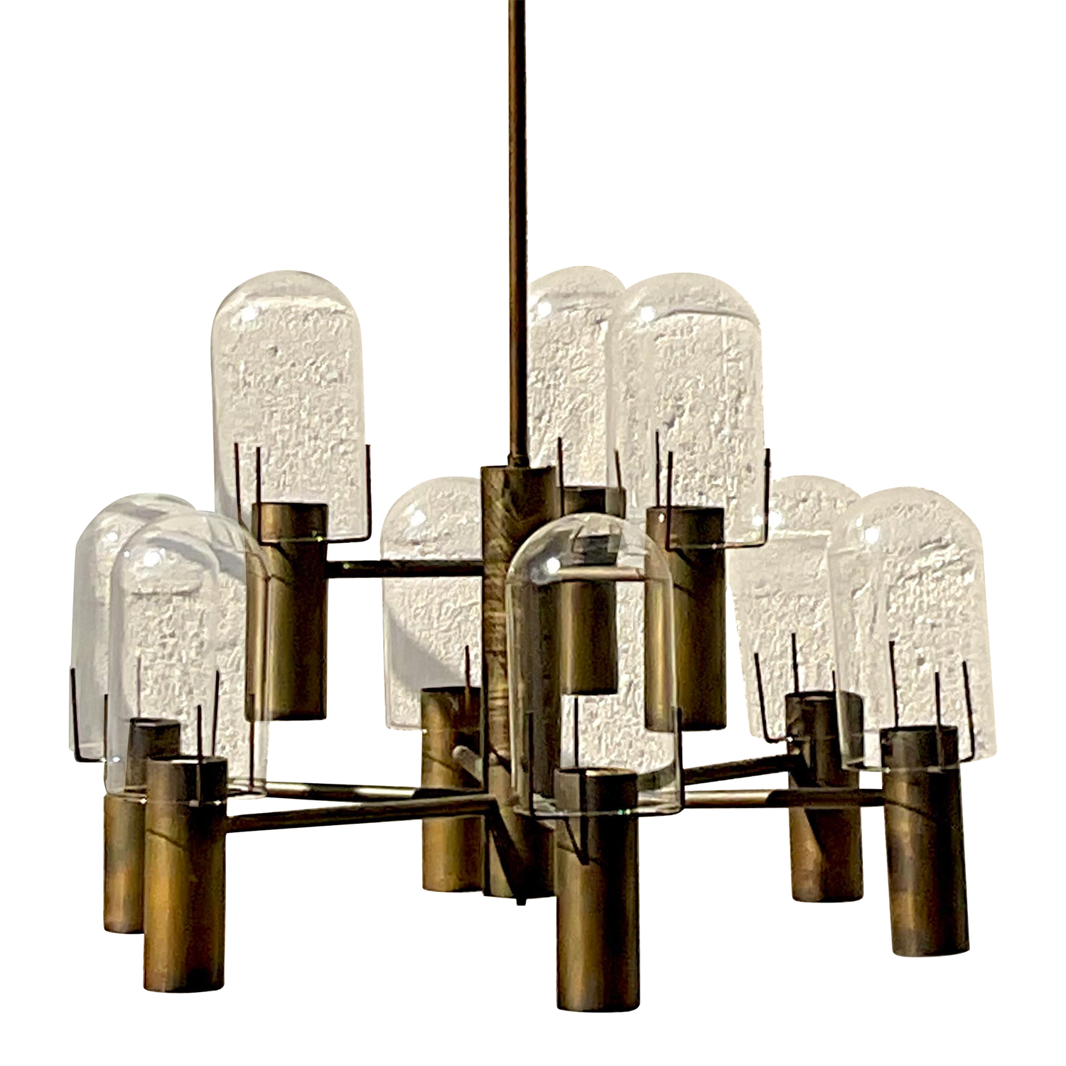 Vintage Boho Stuart Barnes for Robert Long Burnished Brass Chandelier - Detail view