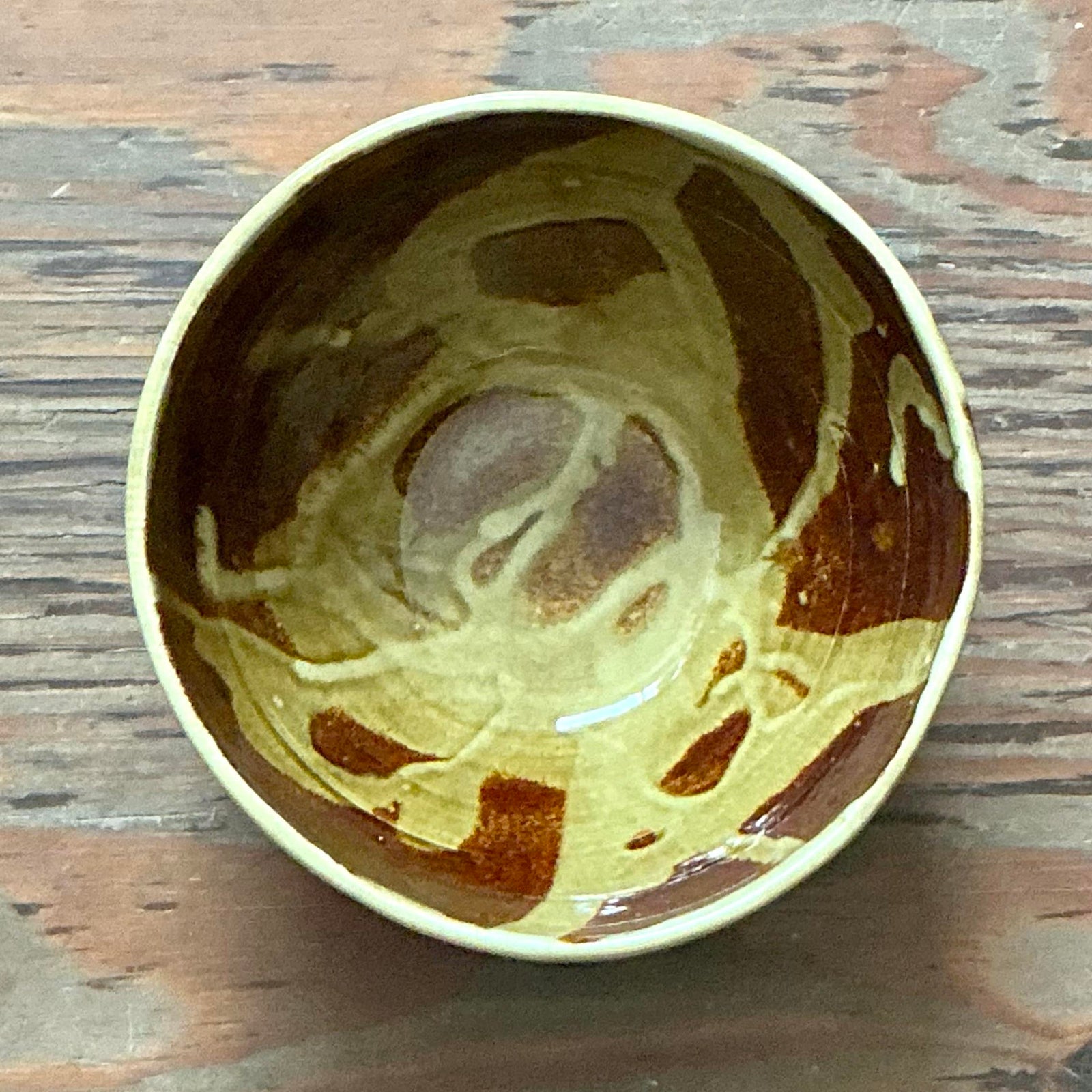 Vintage Boho Studio Pottery Bowl - Top view