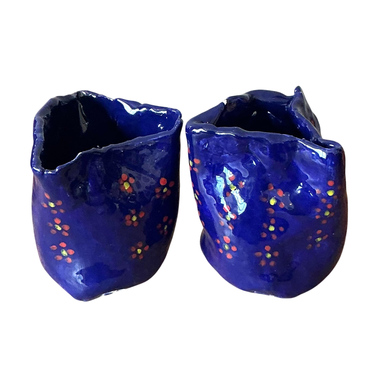 Vintage Boho Studio Pottery Flowers Vase - Set of 2