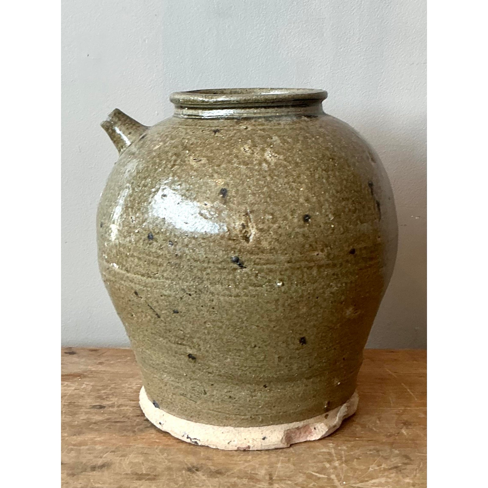 Vintage Boho Studio Pottery Jug - Top view