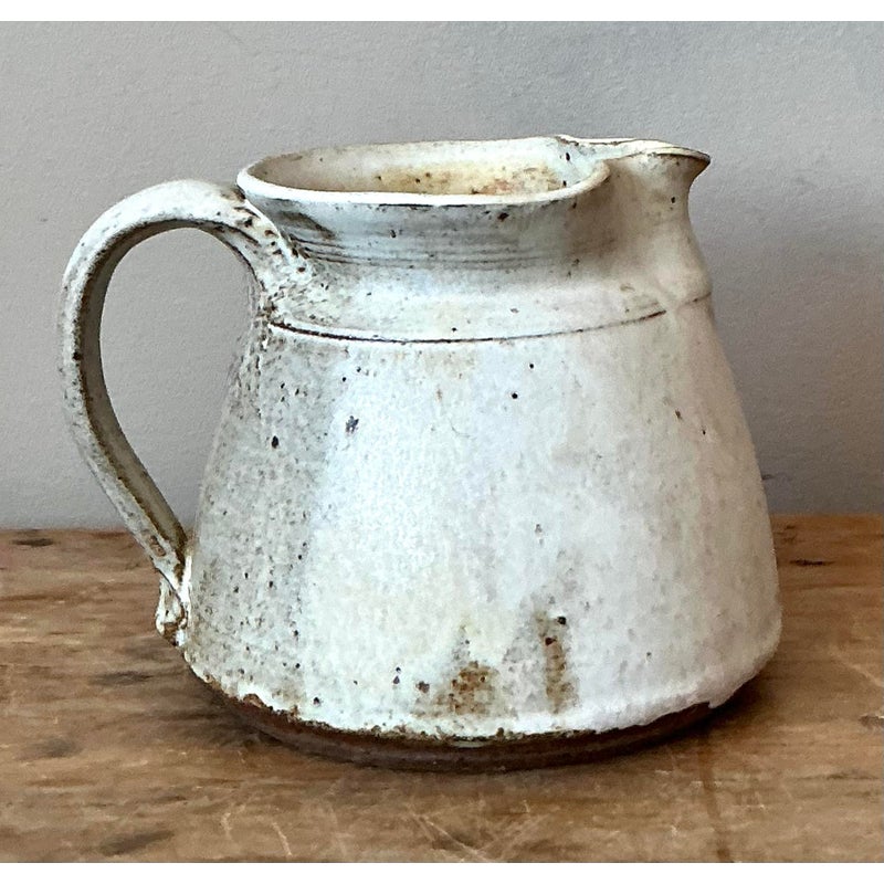 Vintage Boho Studio Pottery Pitcher - Top view
