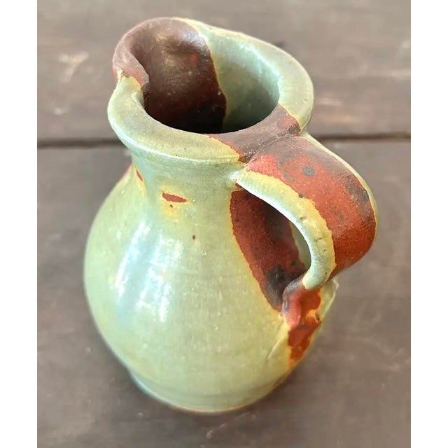 Vintage Boho Studio Pottery Pitcher - Top view