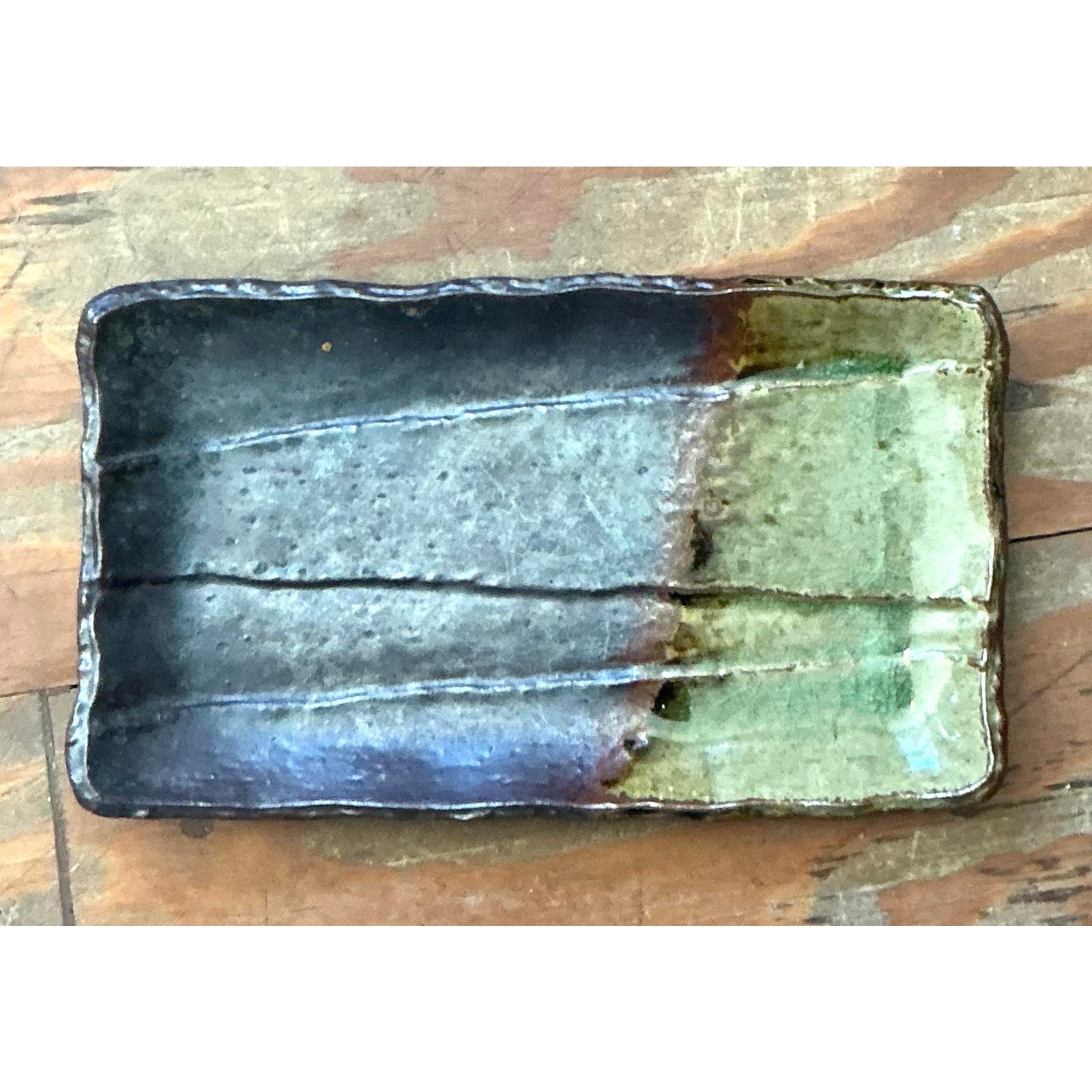 Vintage Boho Studio Pottery Platter - Side view