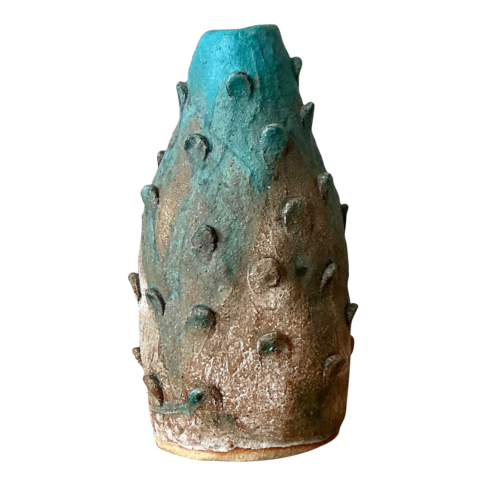 Vintage Boho Studio Pottery Prickly Pear Vase - Detail view