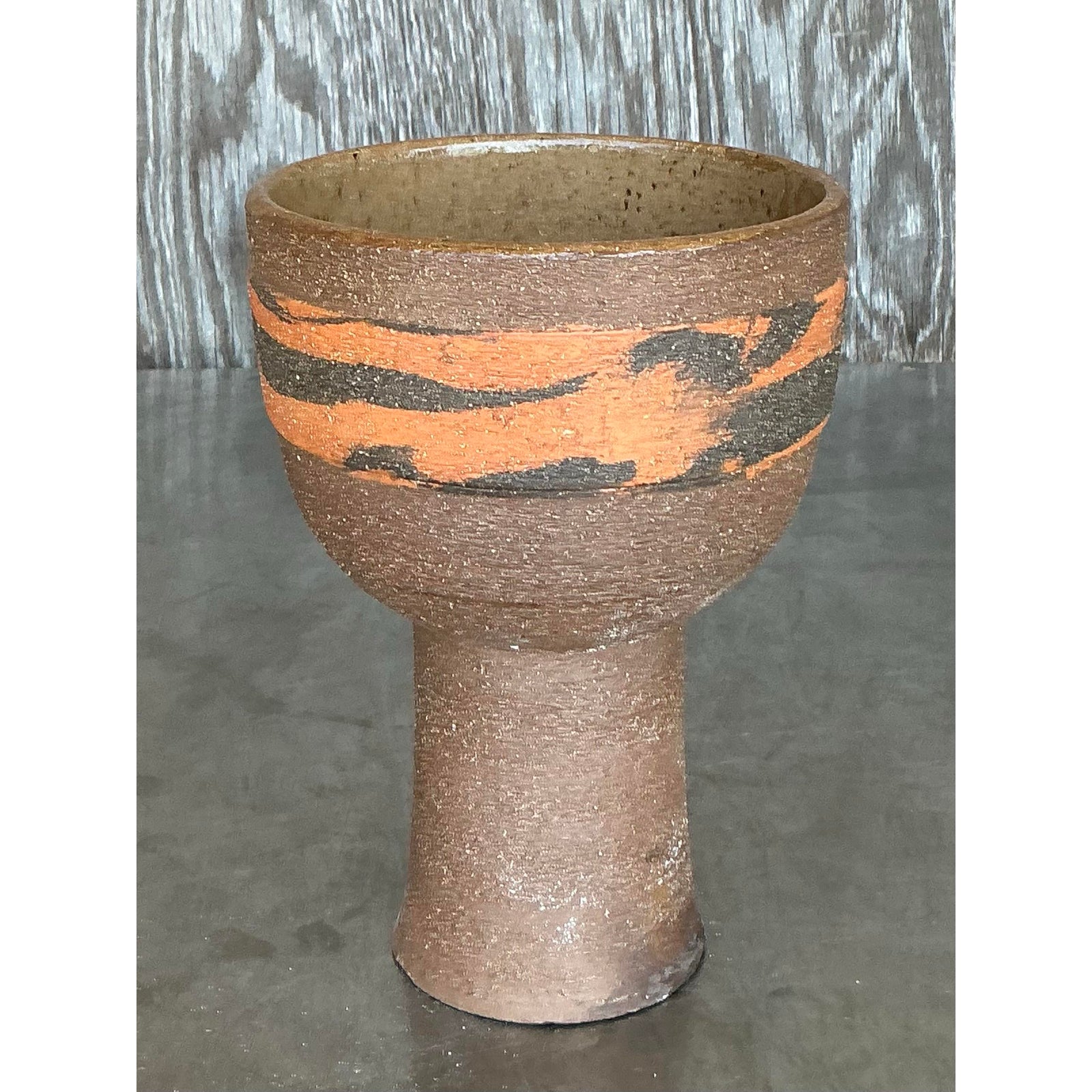 Vintage Boho Studio Pottery Vase - Back view